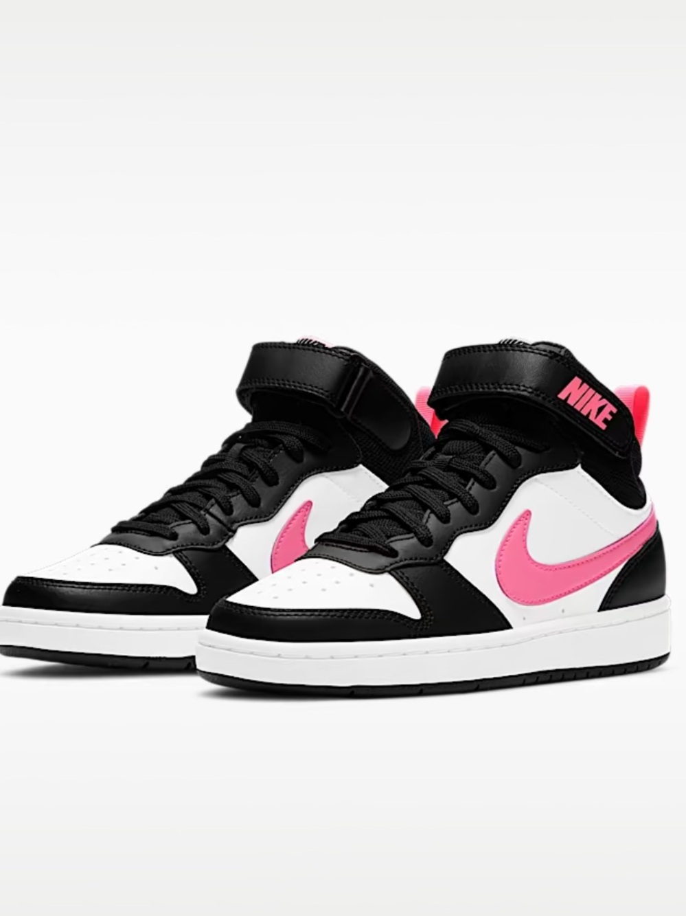 Nike Court Borough Mid 2 Sneakers in White, Black & Pink